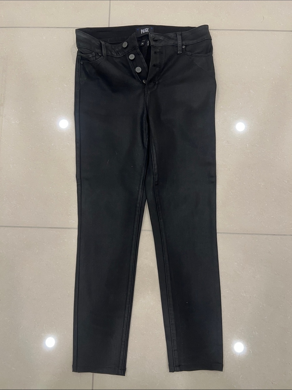 PAIGE Black High-Rise Button-Fly Skinny Jeans